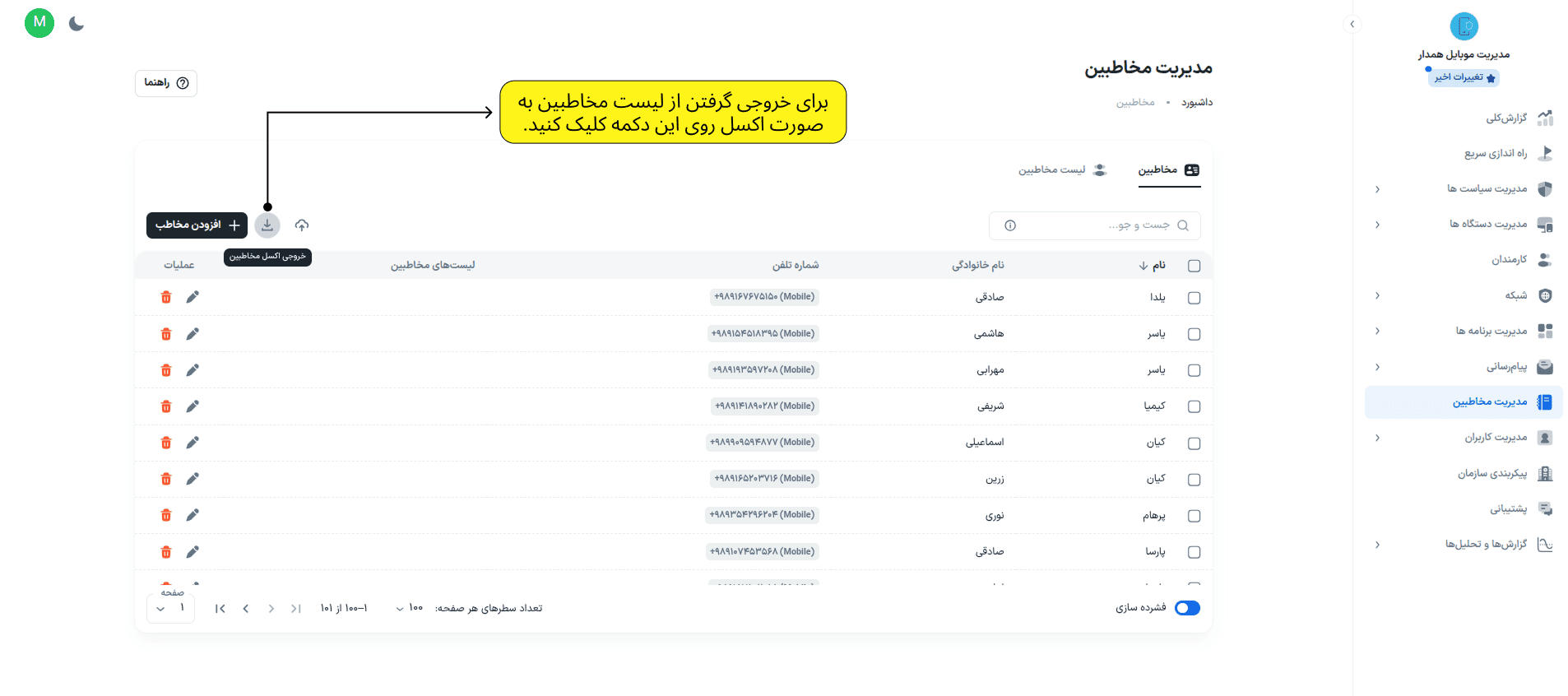 contacts export
