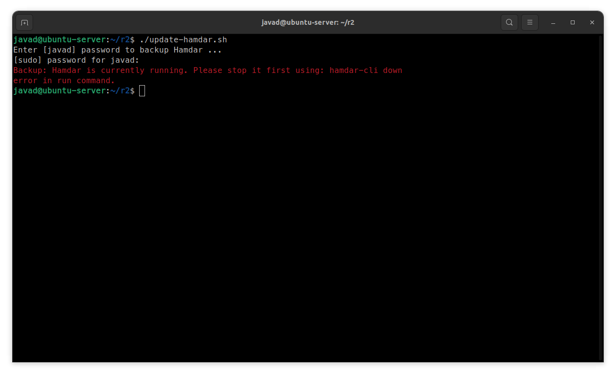 update error